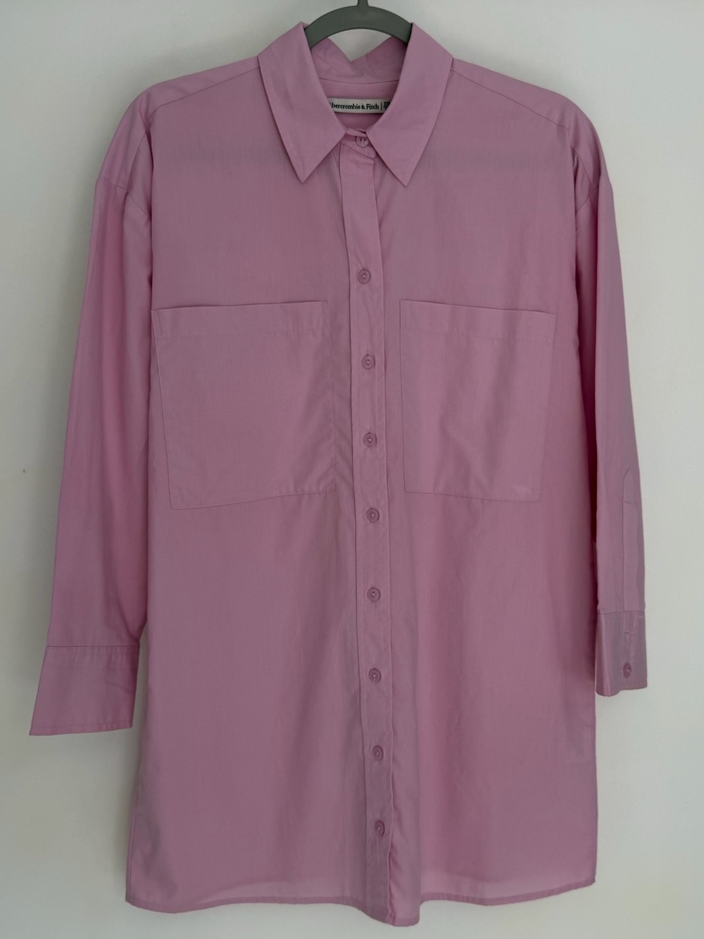 Abercrombie & Fitch Purple Pink Poplin Long Line Button Down Shirt